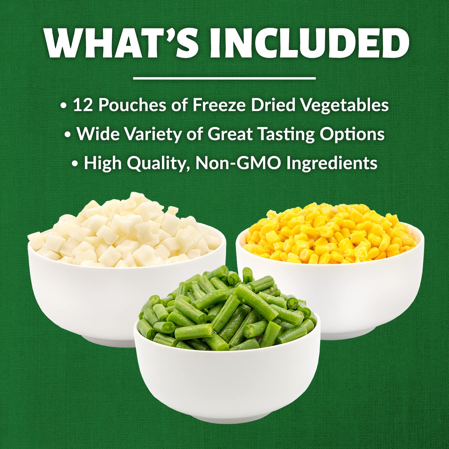 Valley Food Storage Freeze Dried Vegetable Bucket | 12 Pouches, Mixed Vegetables | Premium Emergency Food Supply, 25 Year Shelf Life | Survival Food for Camping, Prepper Storage & Off-Grid Living