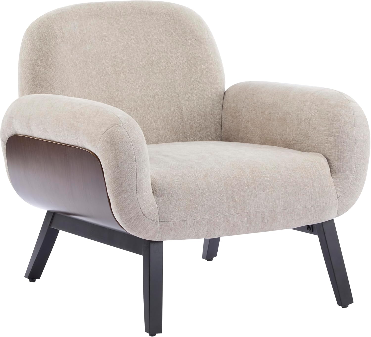 Christopher Knight Home Audrey Modern Fabric Upholstered Accent Chair, Living Room Low Profile Fabric Armchair, Wooden Comfy Reading Chair, Soft Seating Single Lounge Sofa, Khaki