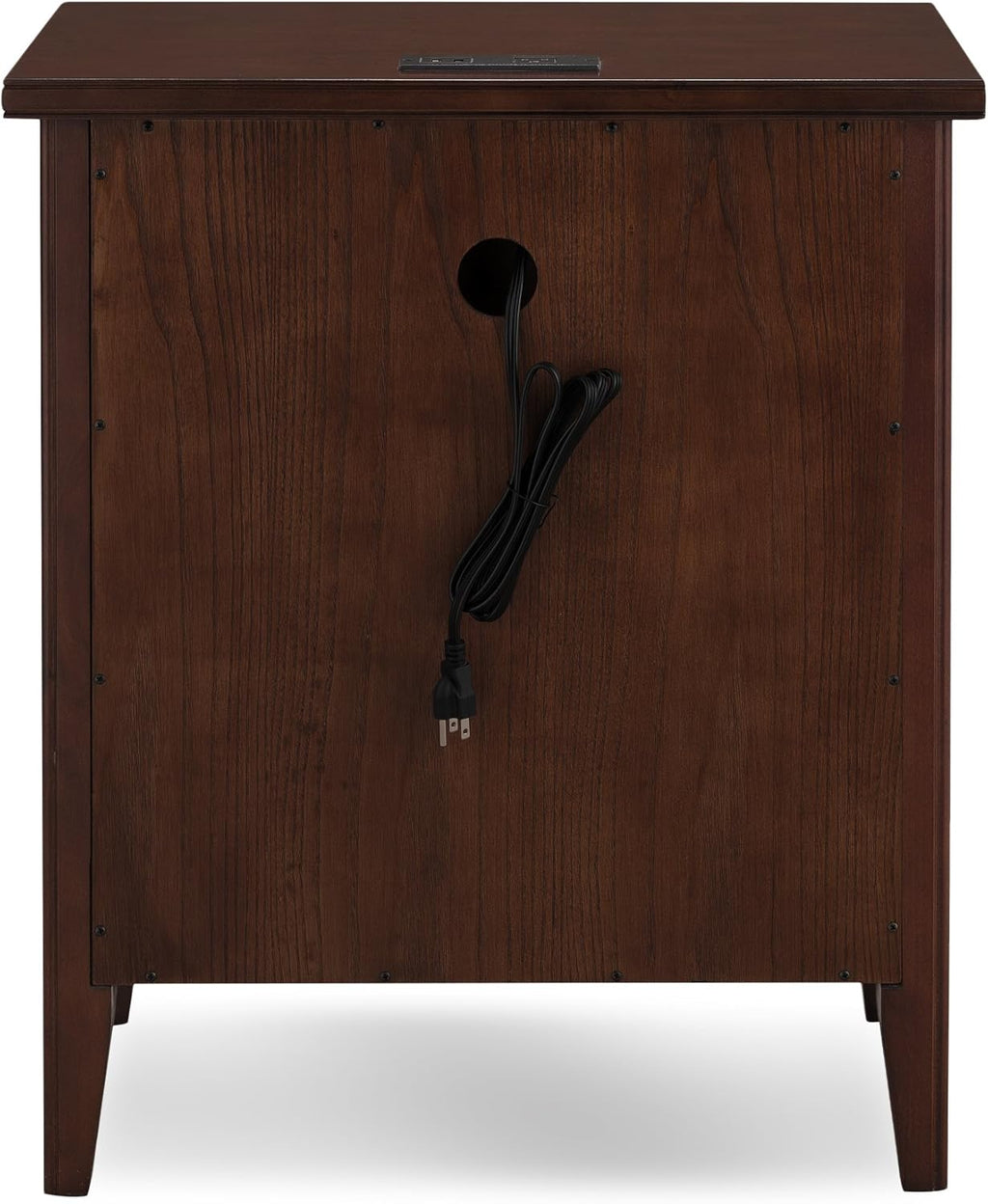 Leick Home 10522 Laurent Nightstand with Drawer, Door with USB-C Fast Charging Station and AC/USB Outlet, 2-Pack, Chocolate Cherry