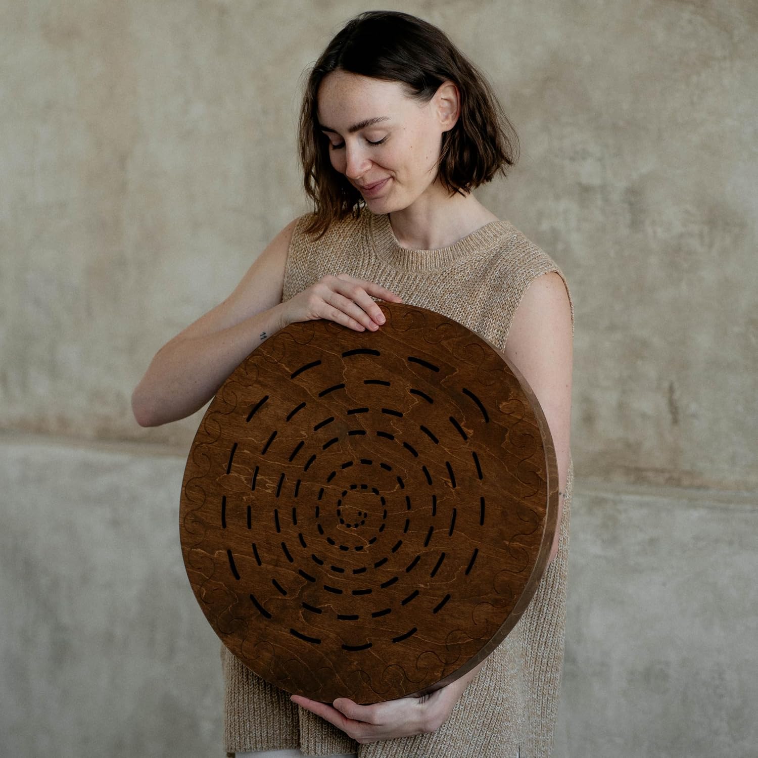 Water-Fall Disc — Wooden Ocean Drum, Swirl, 19.5' (50 cm) | Deep Ocean Waves & Waterfall Sound for Sound Bath, Meditation & Sleep | No Bag