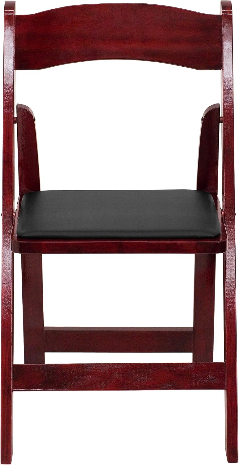 Flash Furniture 2 Pack HERCULES Series Mahogany Wood Folding Chair with Vinyl Padded Seat