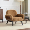 Christopher Knight Home Audrey Modern Upholstered Accent Chair, Low Profile Lounge Chair Inddor, Wooden Comfy Reading Chair, Soft Seating Single Lounge Sofa, Tan Brown