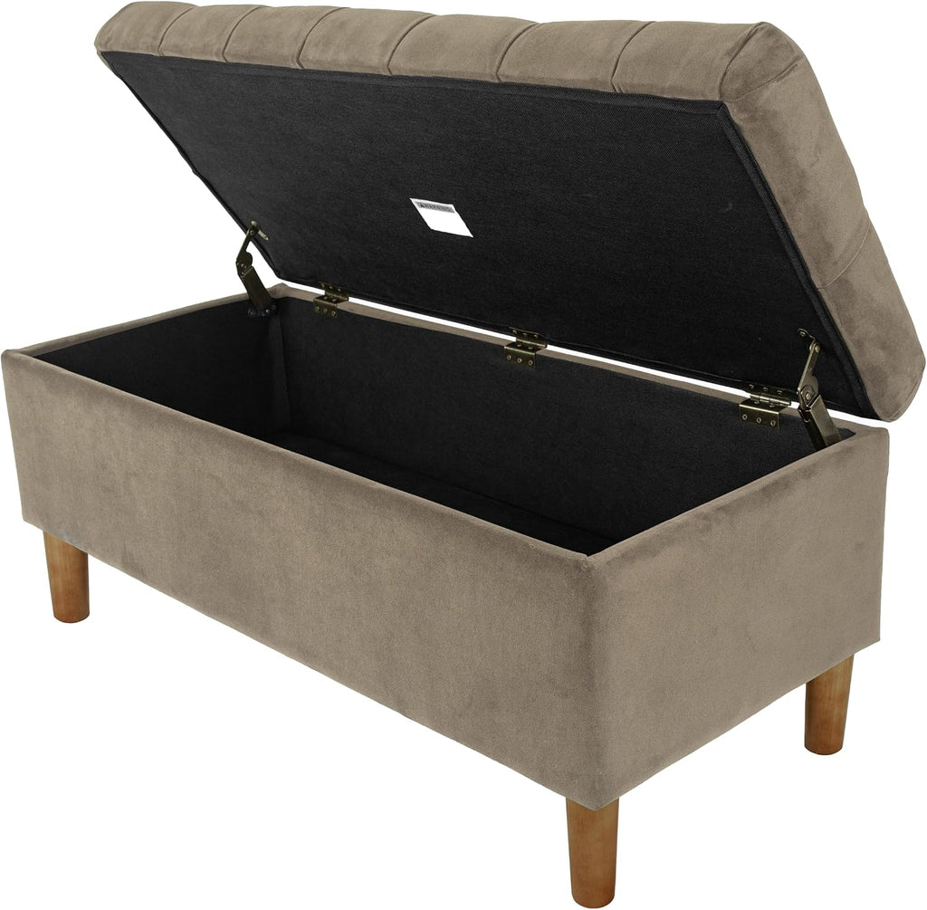 HomePop 40' Ainsley Button Tufted Storage Bench - Fawn Velvet