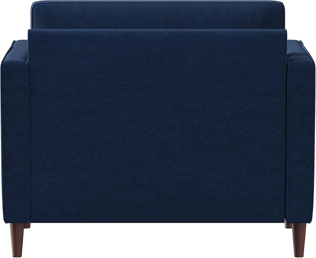 Studio Living® Lexington 39.4' Arm Chair, Mid-Century Modern, Pocket Coil Comfort, Easy Assembly, Woven Fabric, Navy Blue