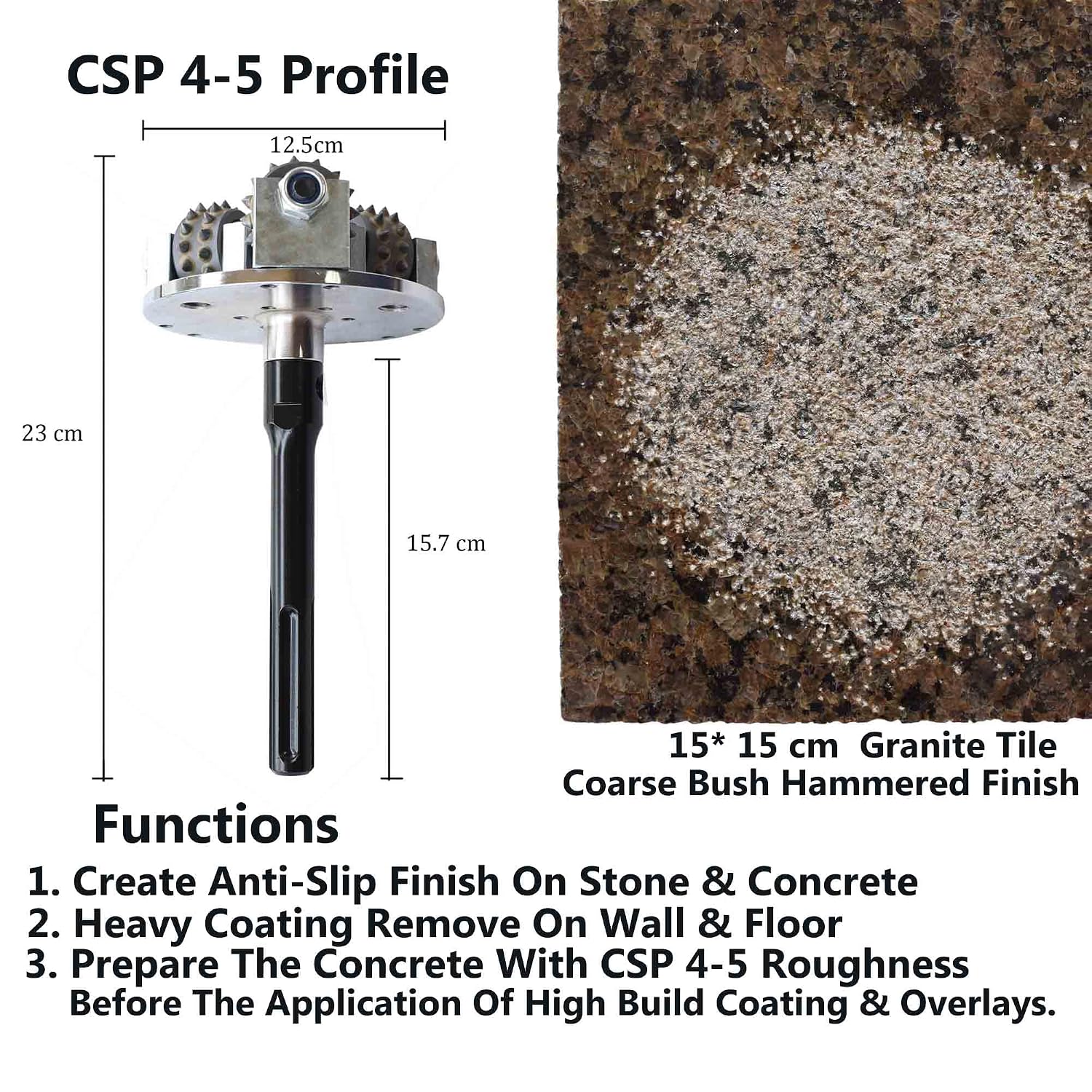 Concrete Bushing Patch Repair Prepare SDS Max Bush Hammer Bit for Rotary Hammer and Polisher, Coat Removing Stone Concrete Texturing Bushing Hammer Tool