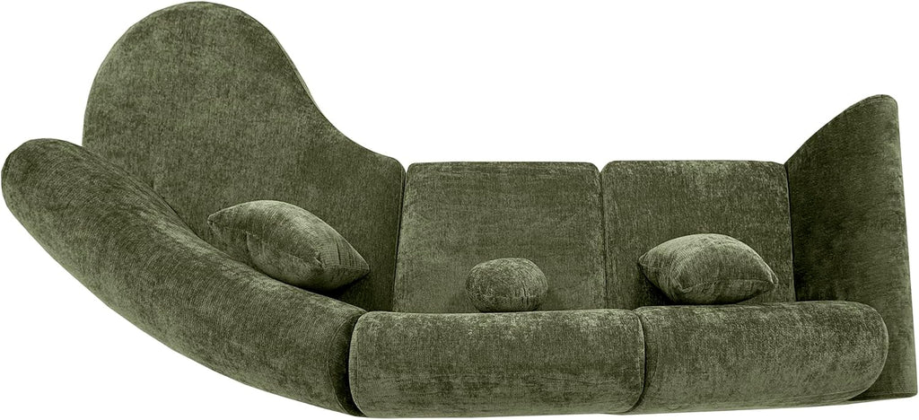 Christopher Knight Home Grelyn Modern Curved Modular Sectional Sofa, Wool Fabric Large Cloud Couch, 6-Seater L-Shaped Couch for Living Room, 3-Piece Lounge Sofa with Chaise,Fully Assembled,Olive Green