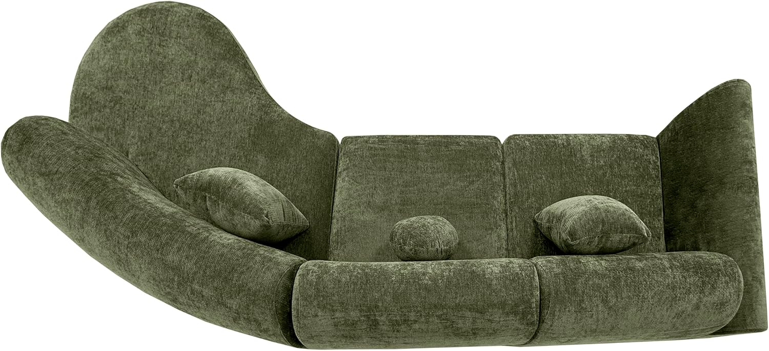 Christopher Knight Home Grelyn Modern Curved Modular Sectional Sofa, Wool Fabric Large Cloud Couch, 6-Seater L-Shaped Couch for Living Room, 3-Piece Lounge Sofa with Chaise,Fully Assembled,Olive Green