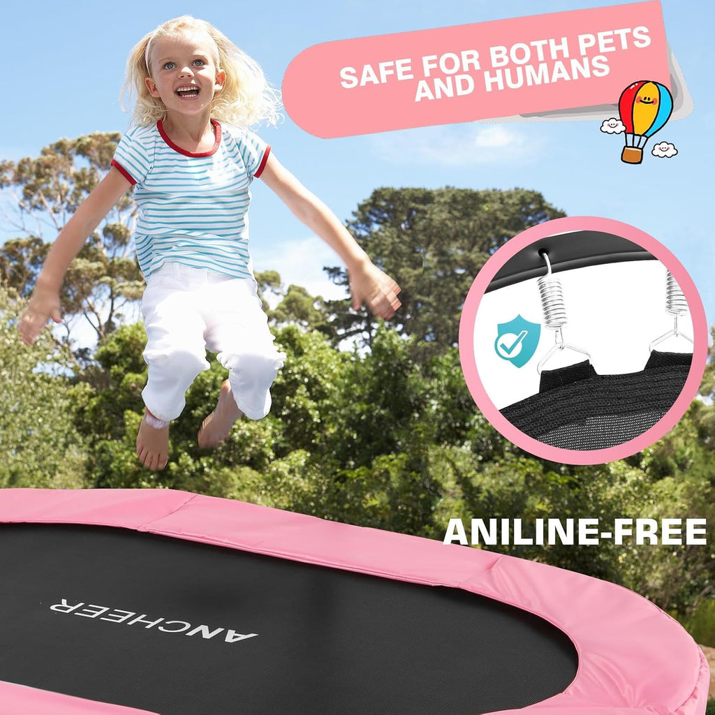 Trampoline for Kids, Toddler Trampoline Indoor Sports and Outdoor Games 56' Kids Rebounder 220LBS Capacity with Adjustable Safety Handrail Foldable Jumper for Boy Girls ASTM Certified