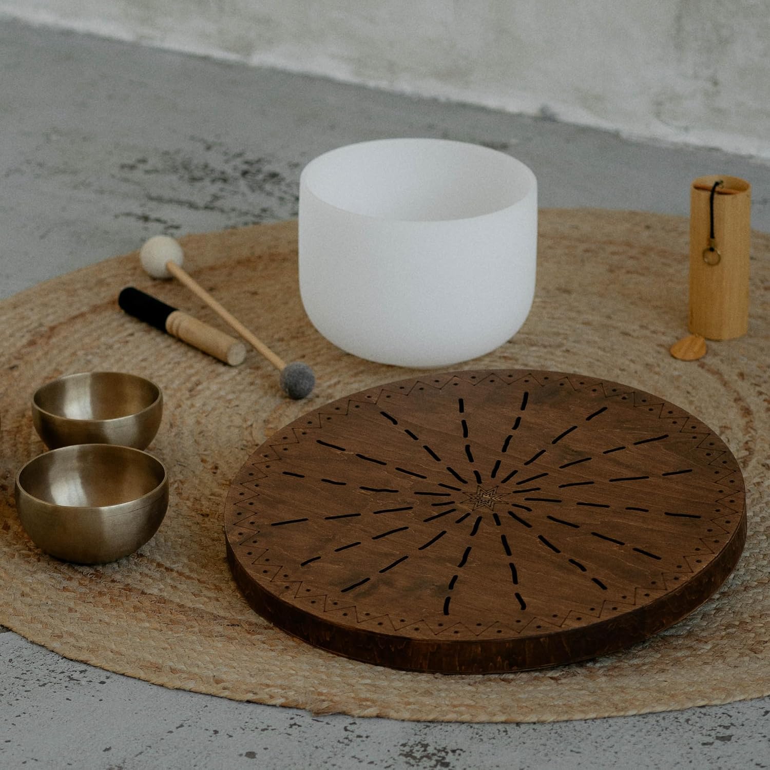 Water-Fall Disc — Wooden Ocean Drum, Geyser, 19.5' (50 cm) | Deep Ocean Waves & Waterfall Sound for Sound Bath, Meditation & Sleep | With Protective Bag