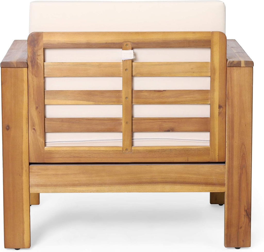 Christopher Knight Home Louver Club Chairs, Teak + Cream