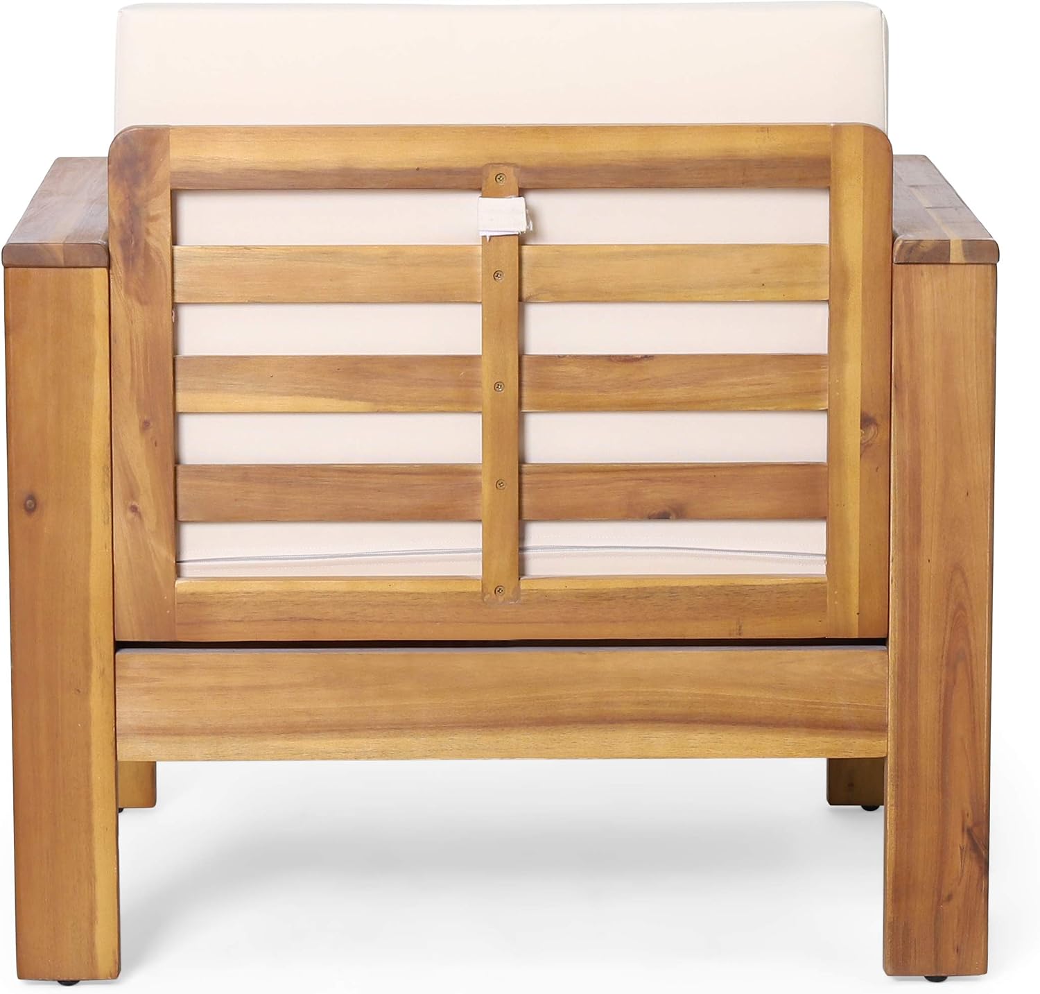 Christopher Knight Home Louver Club Chairs, Teak + Cream