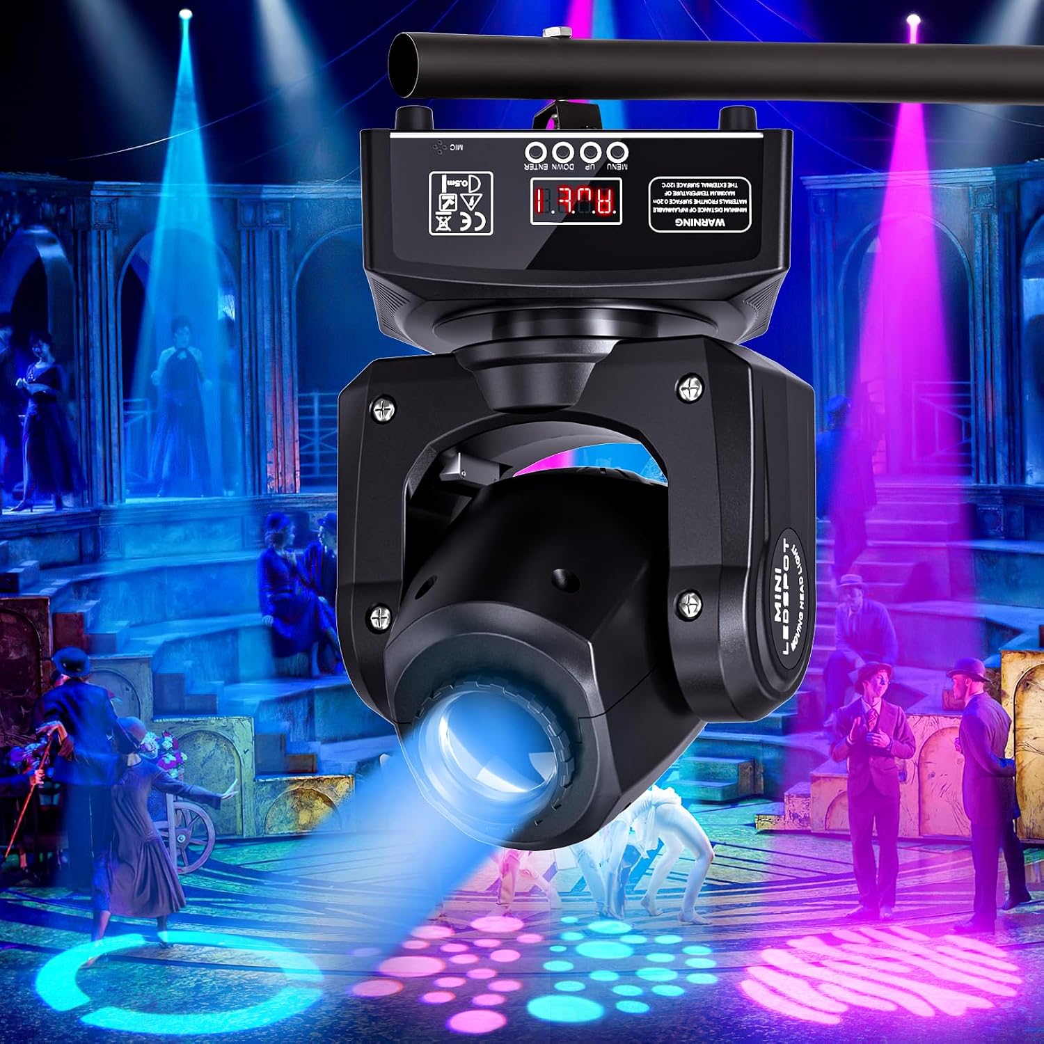 U`King LED Moving Head Light, 25W Moving Head DJ Lights with 7 GOBO 7 Color and Open White Stage Lighting by DMX and Sound Activated Spotlight for Parties Wedding Church Live Show KTV Club (Set of 4)