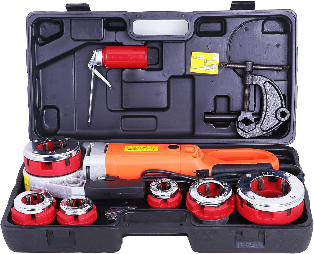 Portable Electric Pipe Threader Pipe Threading Machine with 6 Dies, 2300W Pipe Threading Tool for Galvanized Pipe Iron Pipe Threading 1/2' to 2' (110V)