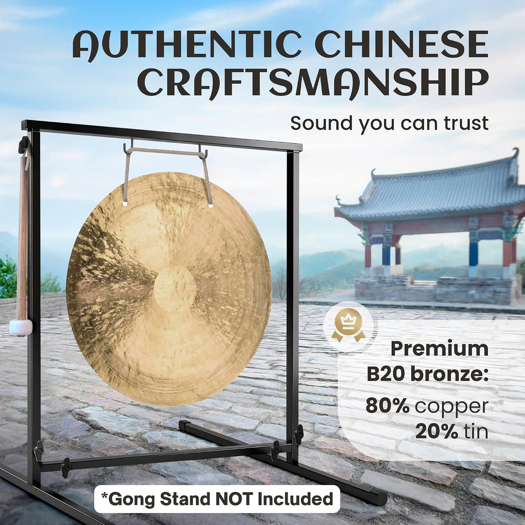 The Gong Shop Handcrafted Chinese Gong - Rich Wash & Deep Resonant Tones for Meditation, Sound Healing, Yoga or Home Decor - Stand Not Included (60' Wind Gong)