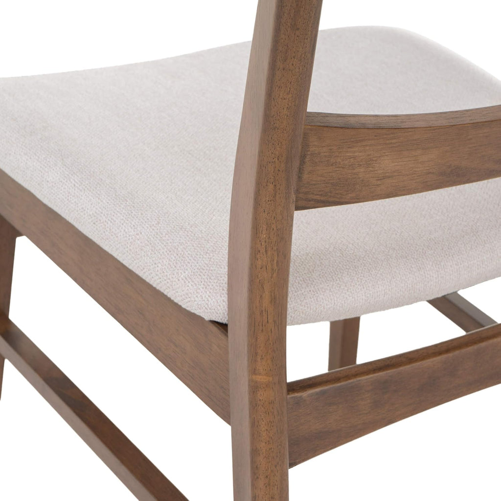 Christopher Knight Home Helen Mid-Century Modern Dining Chairs (Set of 4), Polyester,Rubberwood, Light Beige, Walnut