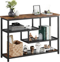 IDEALHOUSE 39.4' Console Table 4-Tier Narrow Entryway Table with Glass Storage Shelf and Metal Frame for Hallway, Living Room, Foyer, Bedroom, Corner Tables, Small Space Furniture, Rustic Brown