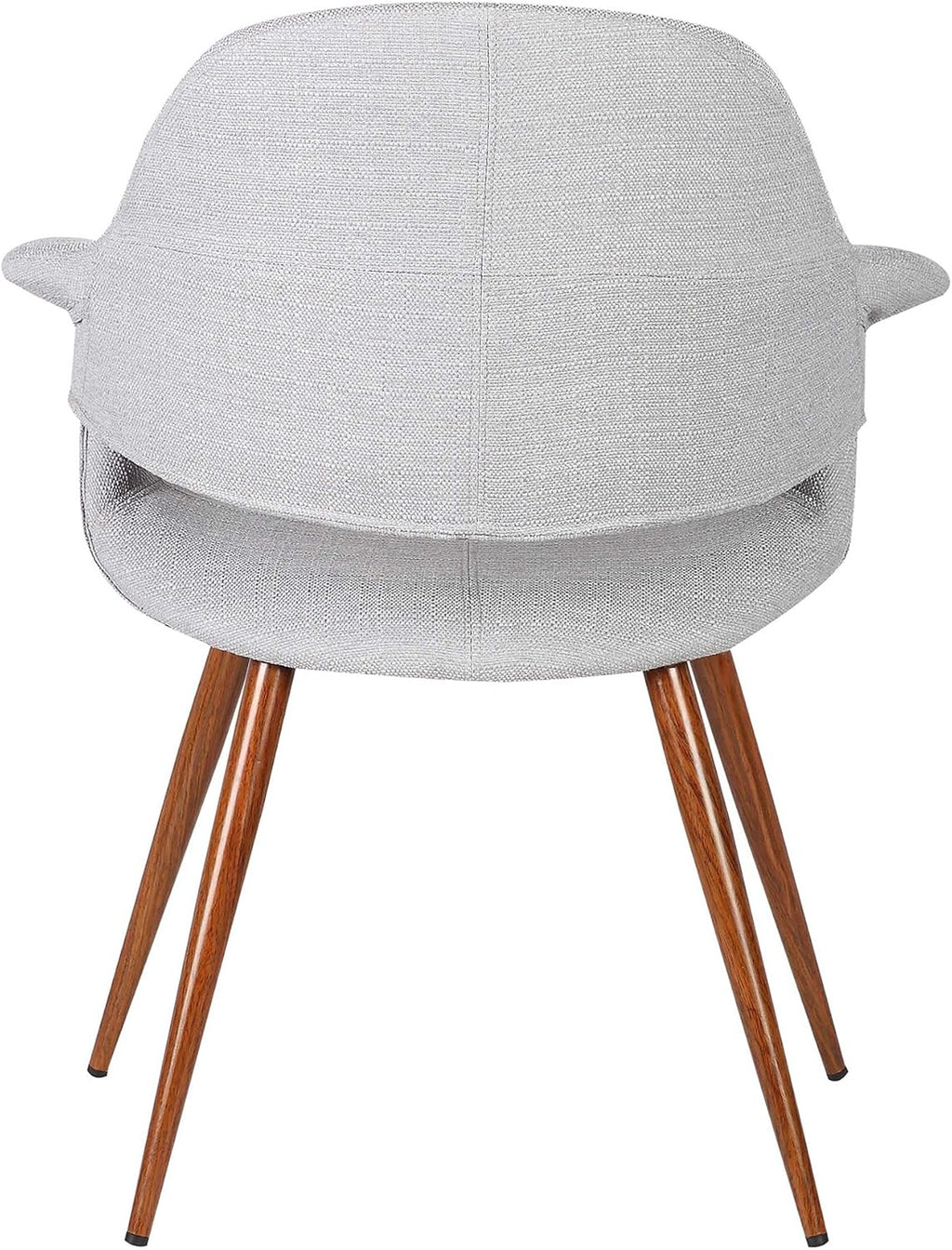 Armen Living Phoebe Mid Century Modern Accent Chair for Dining Table Kitchen Desk Vanity in Gray Fabric and Walnut Wood Finish