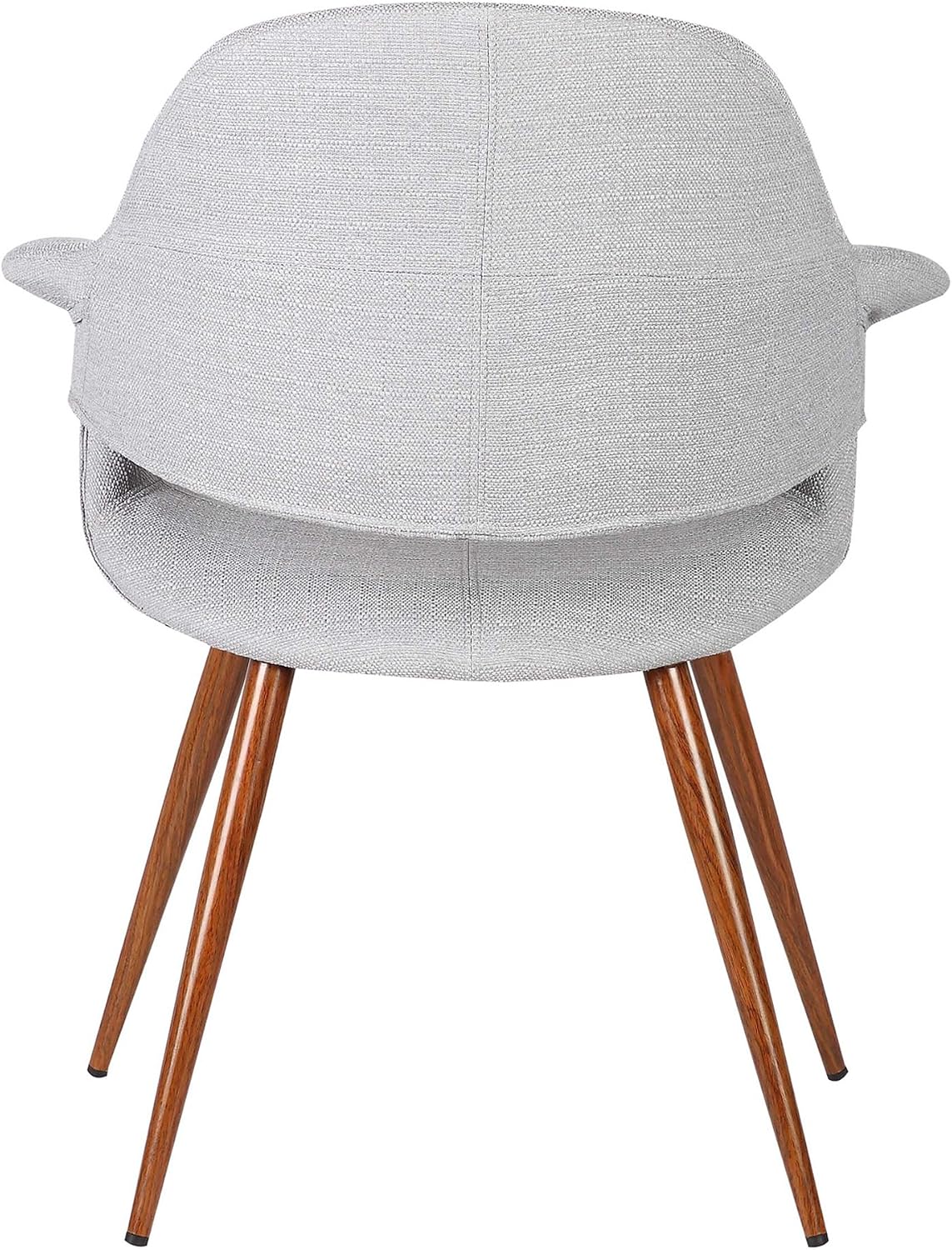 Armen Living Phoebe Mid Century Modern Accent Chair for Dining Table Kitchen Desk Vanity in Gray Fabric and Walnut Wood Finish