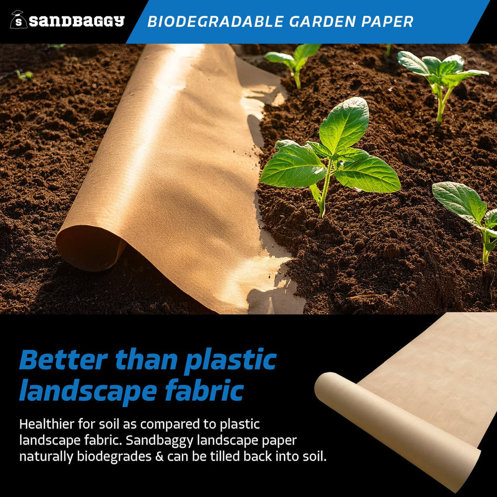 Sandbaggy Biodegradable Landscape Fabric - Garden Paper for Weeds - Paper Mulch Rolls - Made in America (2 ft x 475 ft, 1)