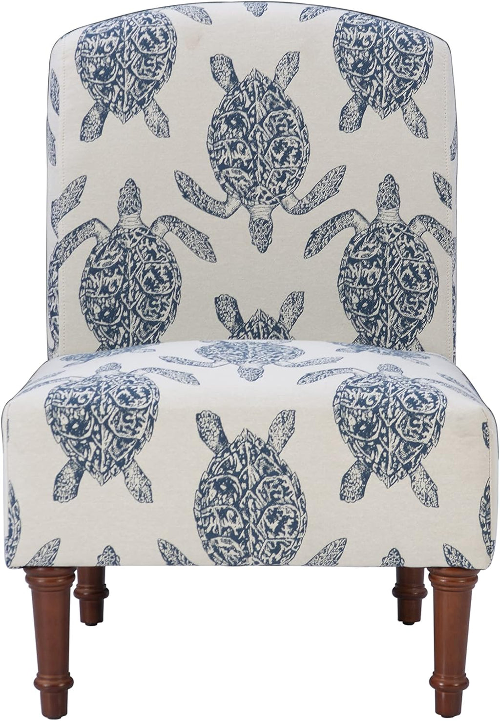 Powell Company Powell Markay Accent Chair, 25'W x 18.75'D x 35H, Ivory with Blue Sea Turtle Pattern, Traditional, Coastal, Upholstered, Armless, 275 lbs Max Weight, Indoor Use