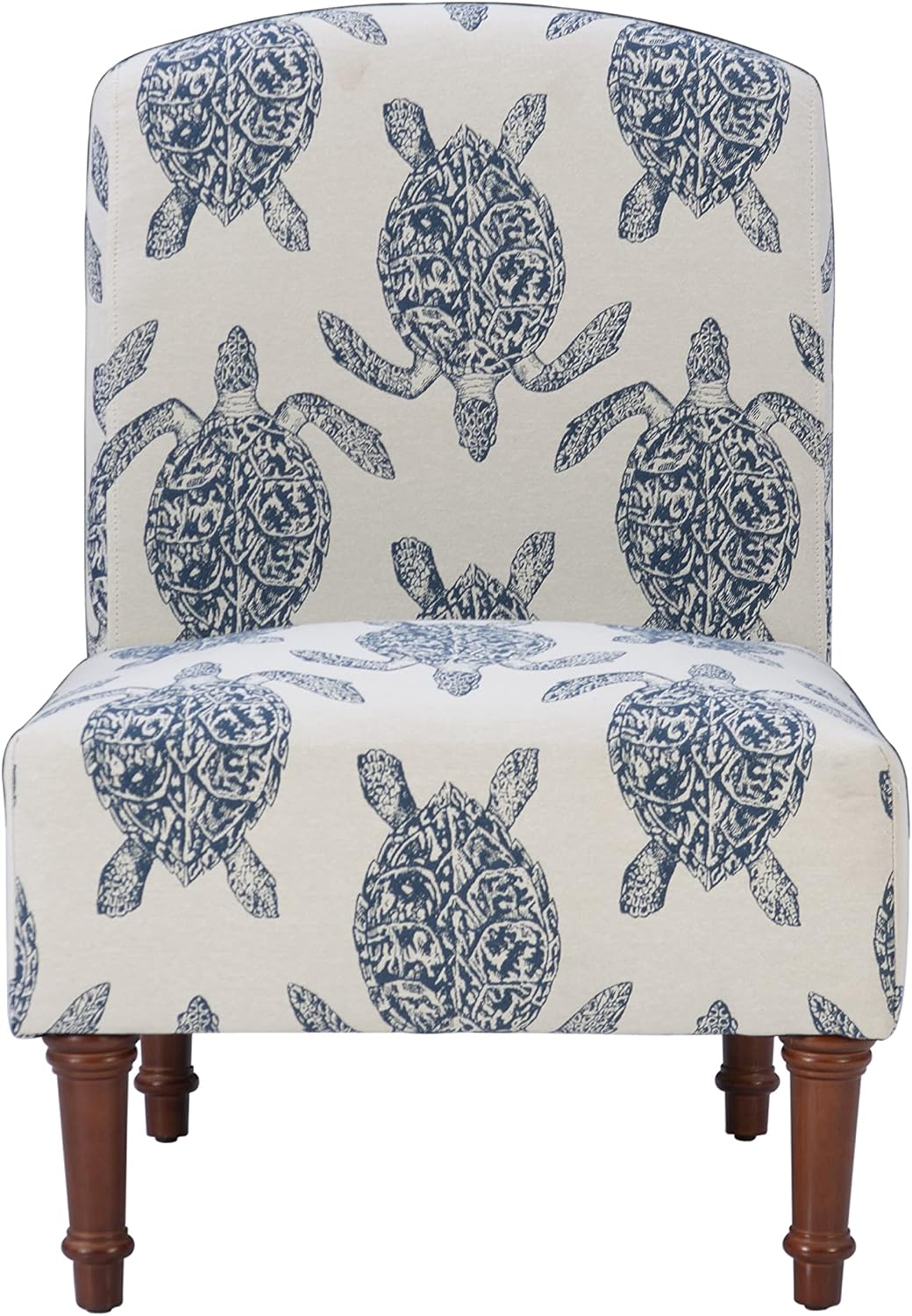 Powell Company Powell Markay Accent Chair, 25'W x 18.75'D x 35H, Ivory with Blue Sea Turtle Pattern, Traditional, Coastal, Upholstered, Armless, 275 lbs Max Weight, Indoor Use