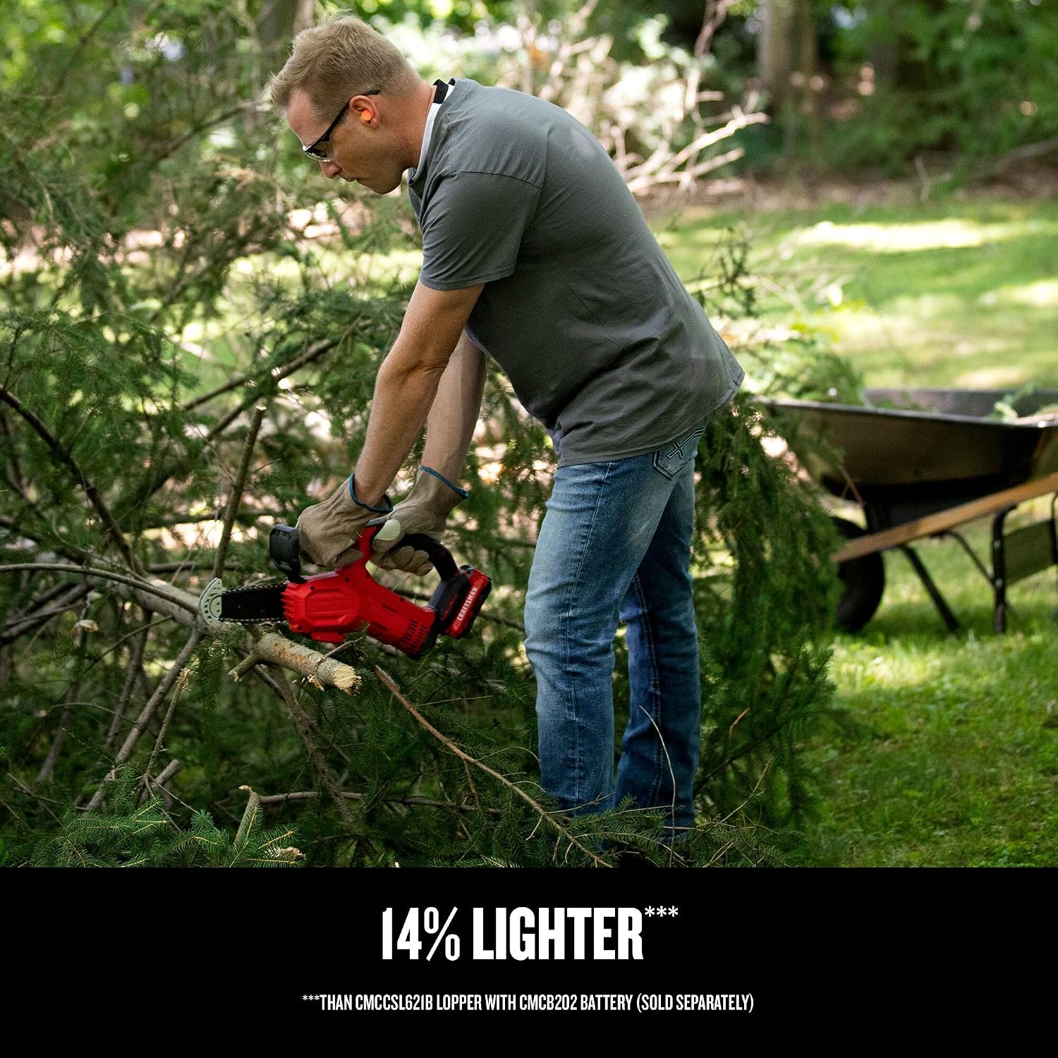 CRAFTSMAN V20 Mini Cordless Chainsaw, Pruning Saw, 6' Chain, Small Handheld Chainsaw, 2Ah Battery and Charger Included, Tree Trimming and Pruning, Compact and Lightweight (CMCCS320D1)