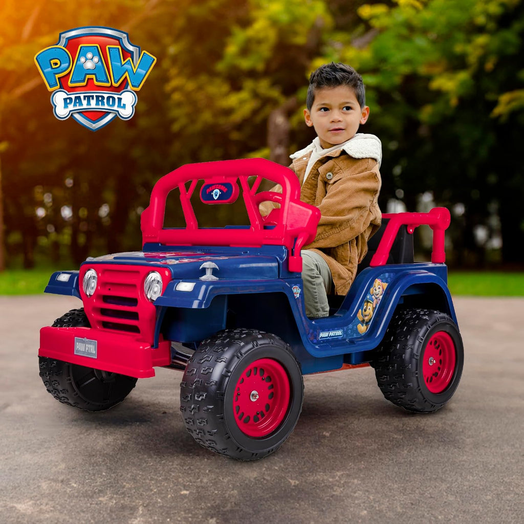 Paw Patrol 12V Kids Electric Ride-On Car, 2-Seater with Music, Sounds, Durable Wheels, Dual Seat Belts, Forward & Reverse Drive