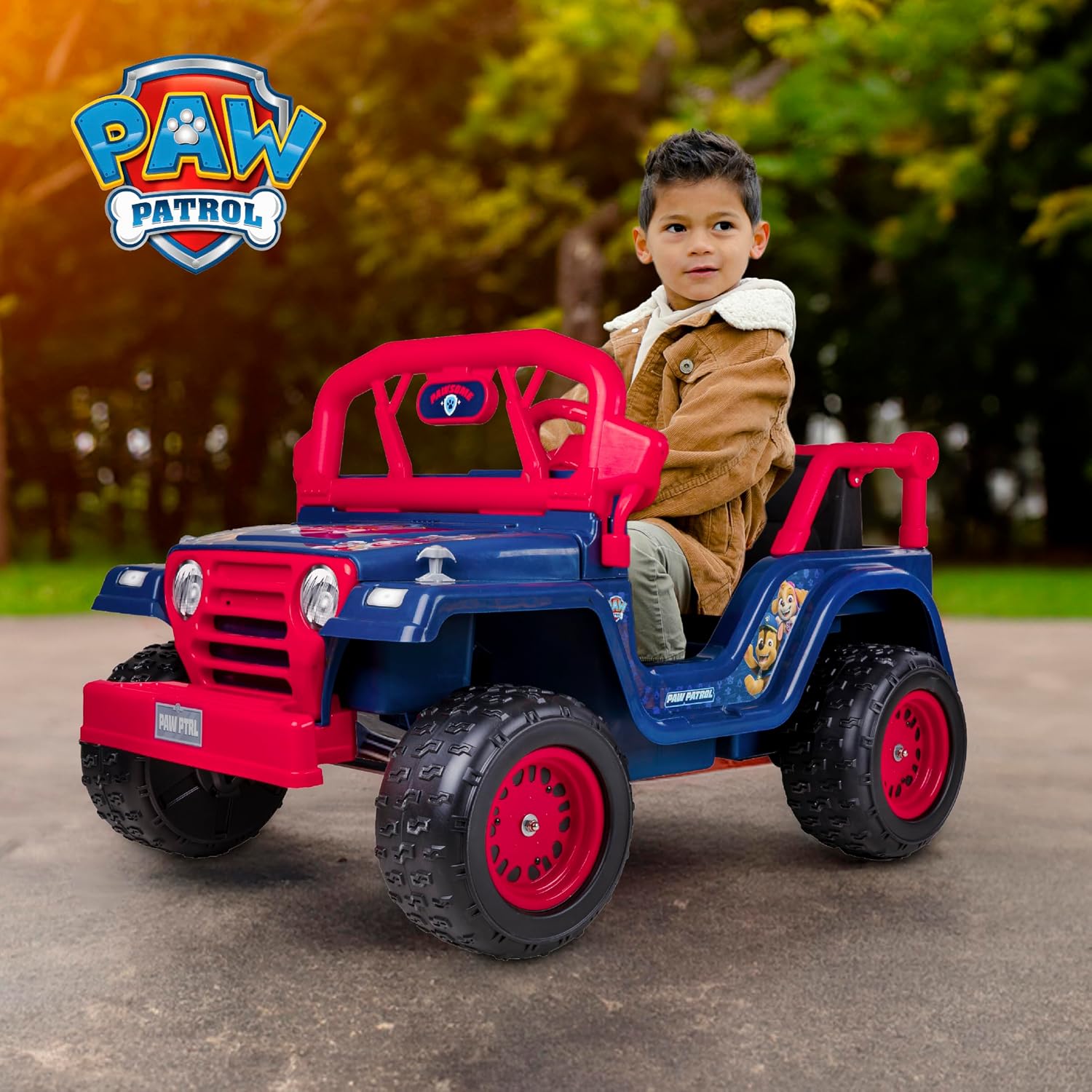 Paw Patrol 12V Kids Electric Ride-On Car, 2-Seater with Music, Sounds, Durable Wheels, Dual Seat Belts, Forward & Reverse Drive