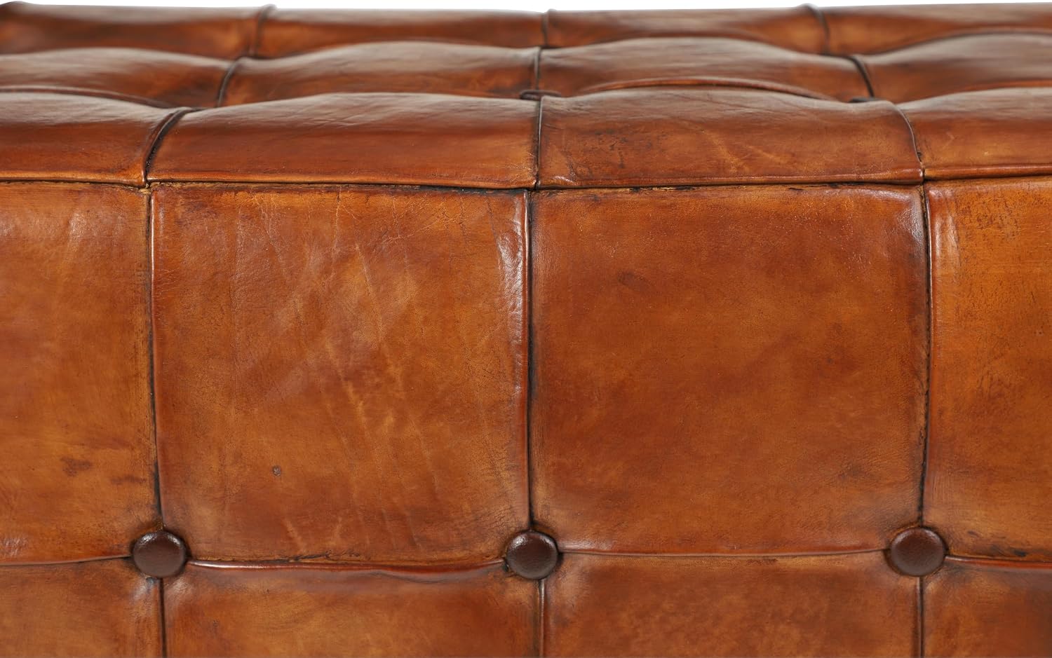 Deco 79 Leather Home Bench Tufted Upholstered Entryway Bench, Bedroom Bench 48' x 18' x 20', Brown