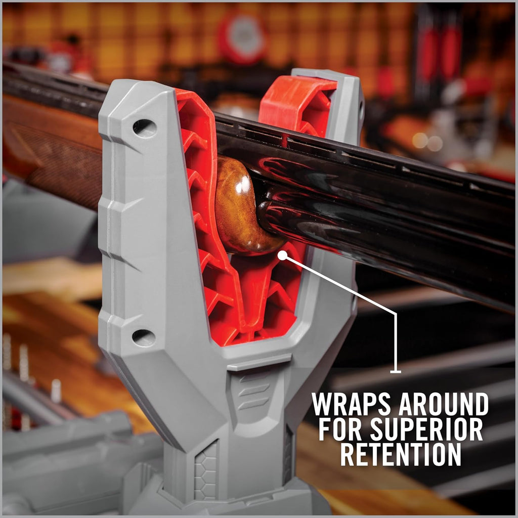 Real Avid Master Gun Workstation Up to 18.3' of Travel One-Hand Quick Adjustable Clamping, Non-Marring Form-Fitting Yokes Vise Ideal for Gun Cleaning & Maintenance w/Leveling Knob for Scope Mount
