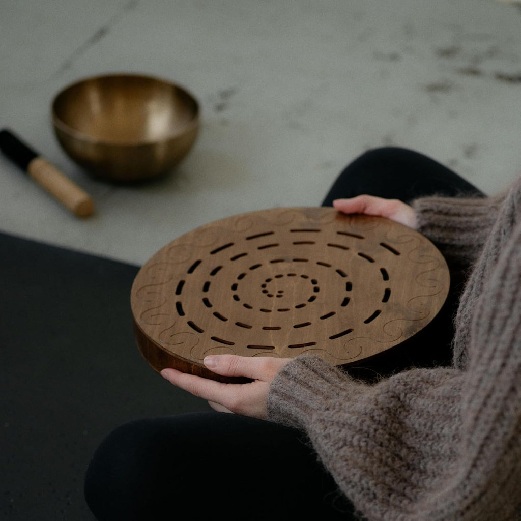 Water-Fall Disc — Wooden Ocean Drum, Swirl, 12' (30 cm) | Realistic Ocean Waves & Waterfall Sound for Meditation & Yoga | No Bag