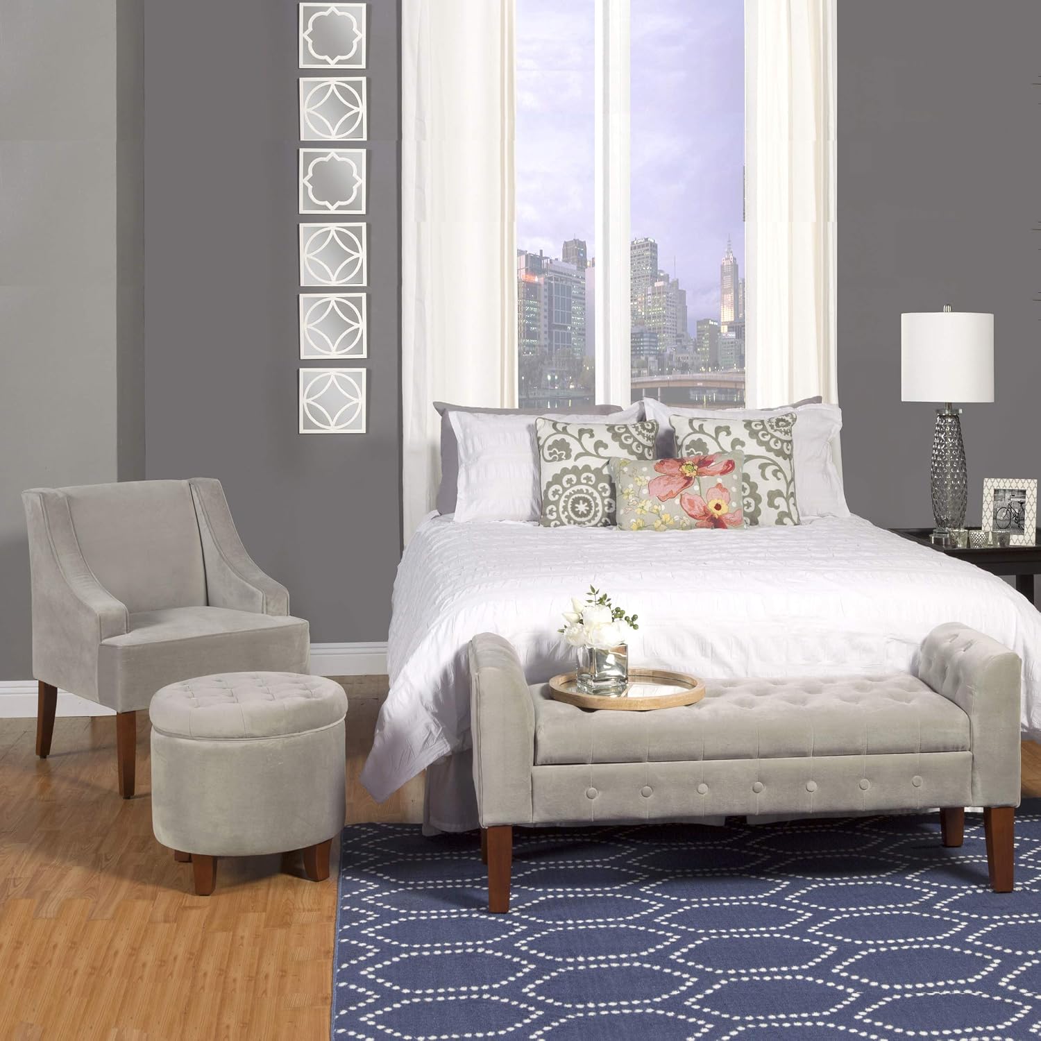 HomePop Classic Swoop Arm Accent Chair - Gray Velvet