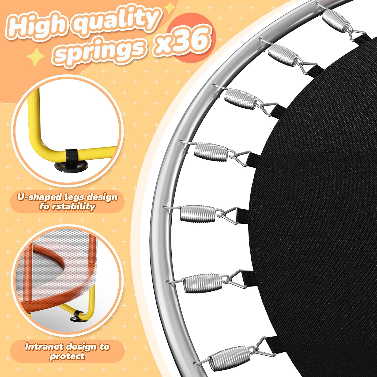6FT Indoor Trampoline for Kids Ages 1-8, 72' Mini Toddler Indoor & Outdoor Trampoline with Safety Enclosure Net, Basketball Hoop & Dart Board, Birthday Gifts for Boys & Girls, Baby Toddler