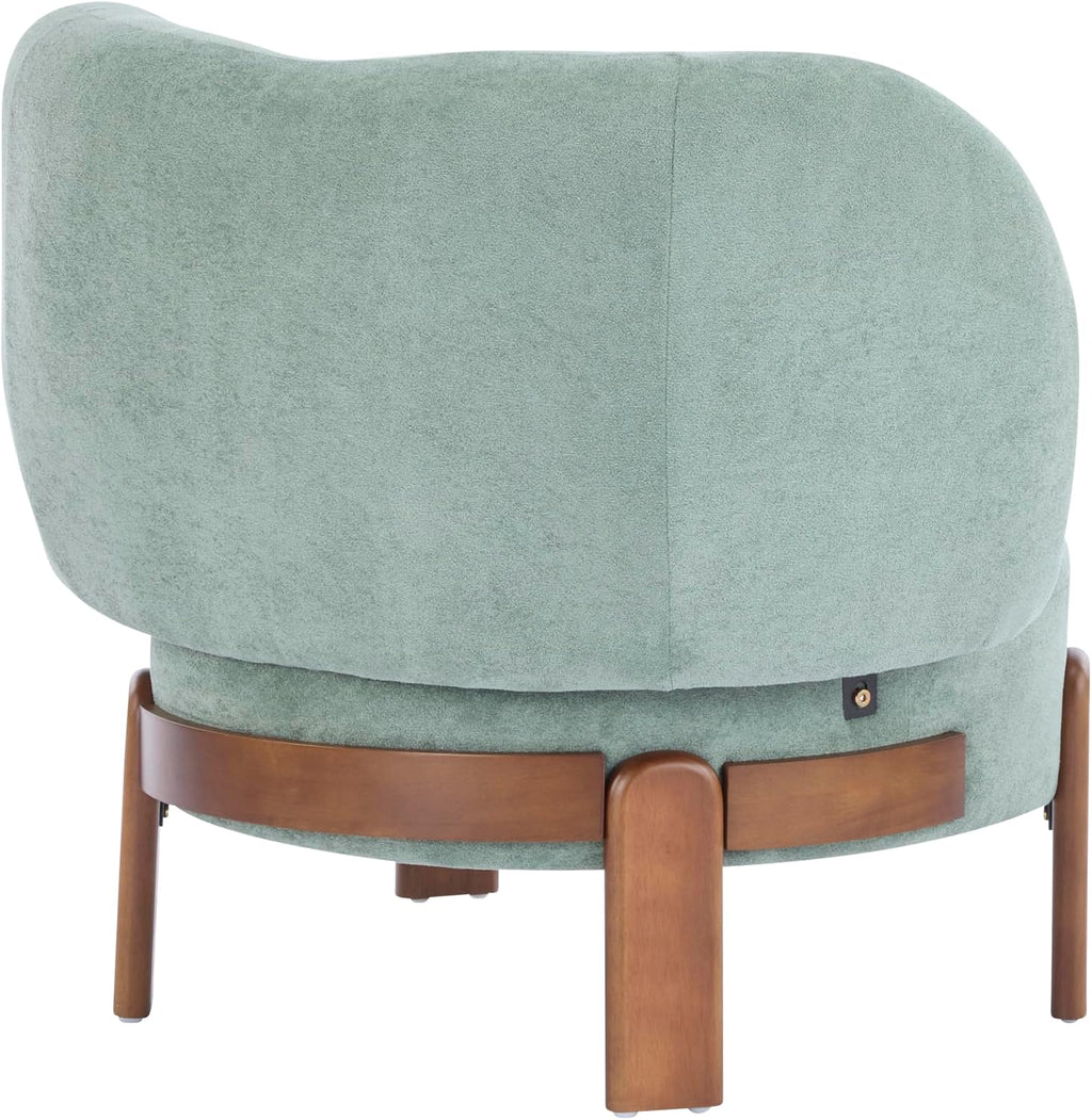 Christopher Knight Home Lily Solid Wood Wingback Accent Chair, Fabric Upholstered Club Chair, Curved Backrest Single Sofa, Comfy Reading Lounge Chair for Living Room, Soft Cushion Seating, Green