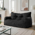 59' Bean Bag Chair,2 Seat Loveseat Sofa,Corduroy Lazy Sofa Bed for Adults,Fit Living Room, Bedroom,Outdoor Spaces,Ultra Soft Dutch Velvet,Fluffy Comfort Cover,Black