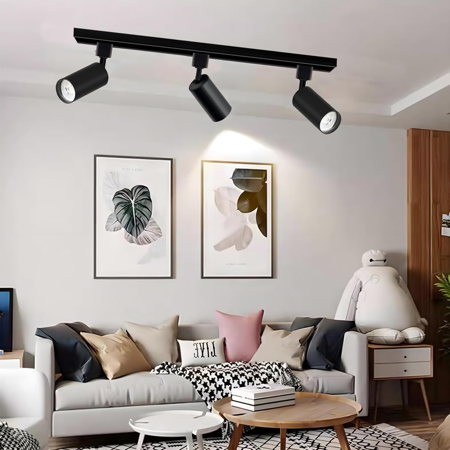 Plug in 3CCT Black Track Lighting Complete Kit with 4 * 3.28FT H Track Light Rails and 120V 12x10W GU10 Track Light Heads Brightness Dimmable Ceiling Spotlight Fixture for Accent Lighting