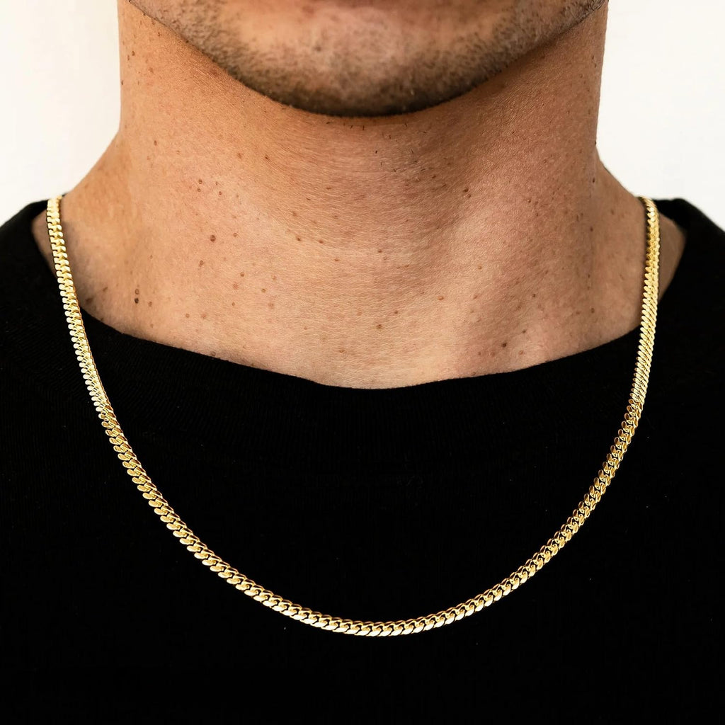 Gold Chain for Women & Men,14K Gold Necklace for Men &Women Flat Snake Chains for Womens Herringbone Curb Choker Chains Necklaces 3MM Width，18' 20' 22' 24'