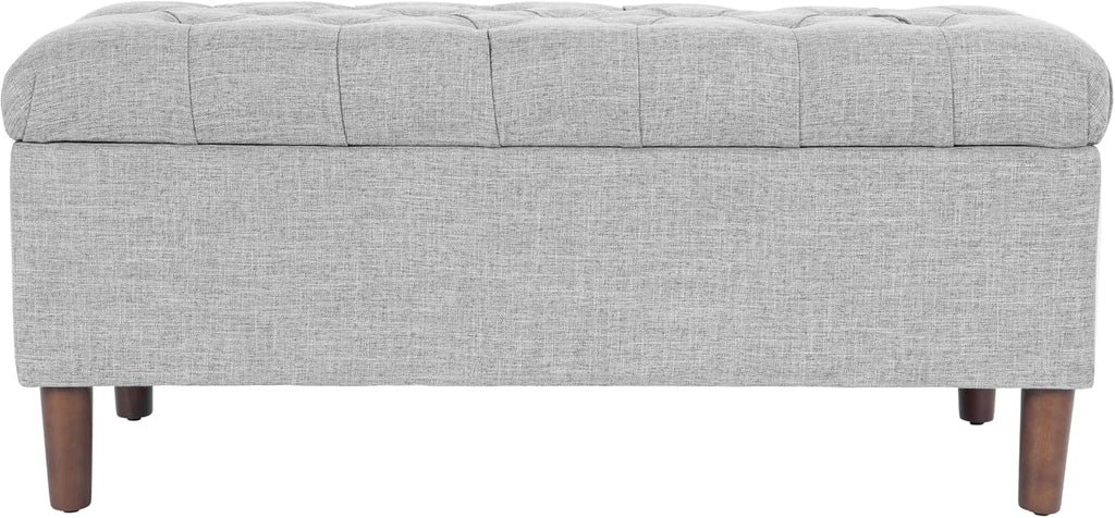 HomePop 40' Ainsley Button Tufted Storage Bench - Gray Woven
