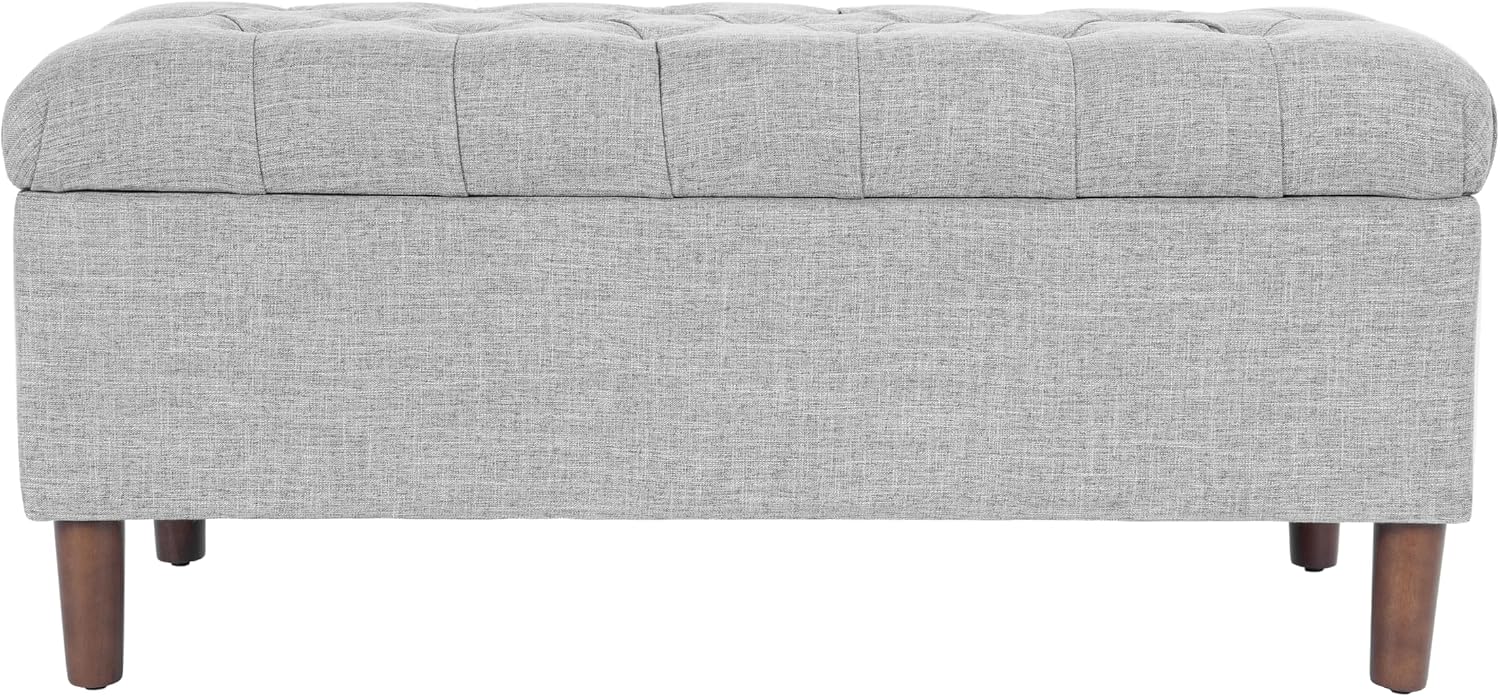 HomePop 40' Ainsley Button Tufted Storage Bench - Gray Woven