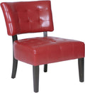 Roundhill Furniture Blended Leather Tufted Accent Chair with Oversized Seating, Red