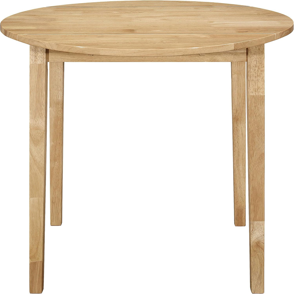 Coaster Home Furnishings 3-Piece Round Wood Dining Room Set Drop Leaf Extension Table Ladder Back Side Chairs Upholstered Seat Cushions Beige and Natural 130006