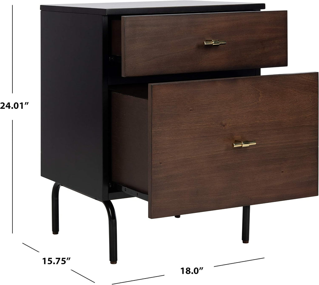 Safavieh Home Genevieve Modern Walnut and Black Mahogany 2-drawer Nightstand