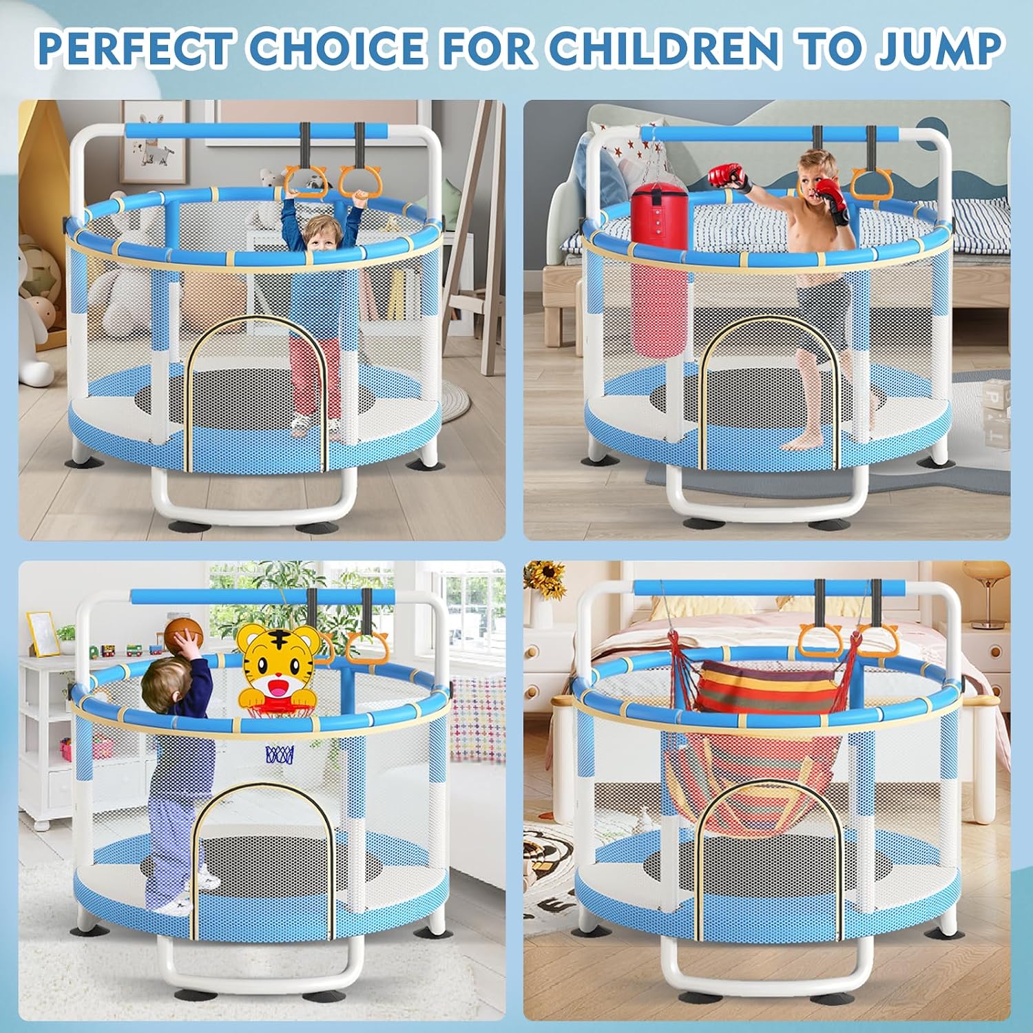 5FT Trampoline for Kids Baby Toddler, 60'' Indoor/Outdoor Kids & Adults Trampoline with Enclosure Net for Boys Girls Christmas Birthday Gifts