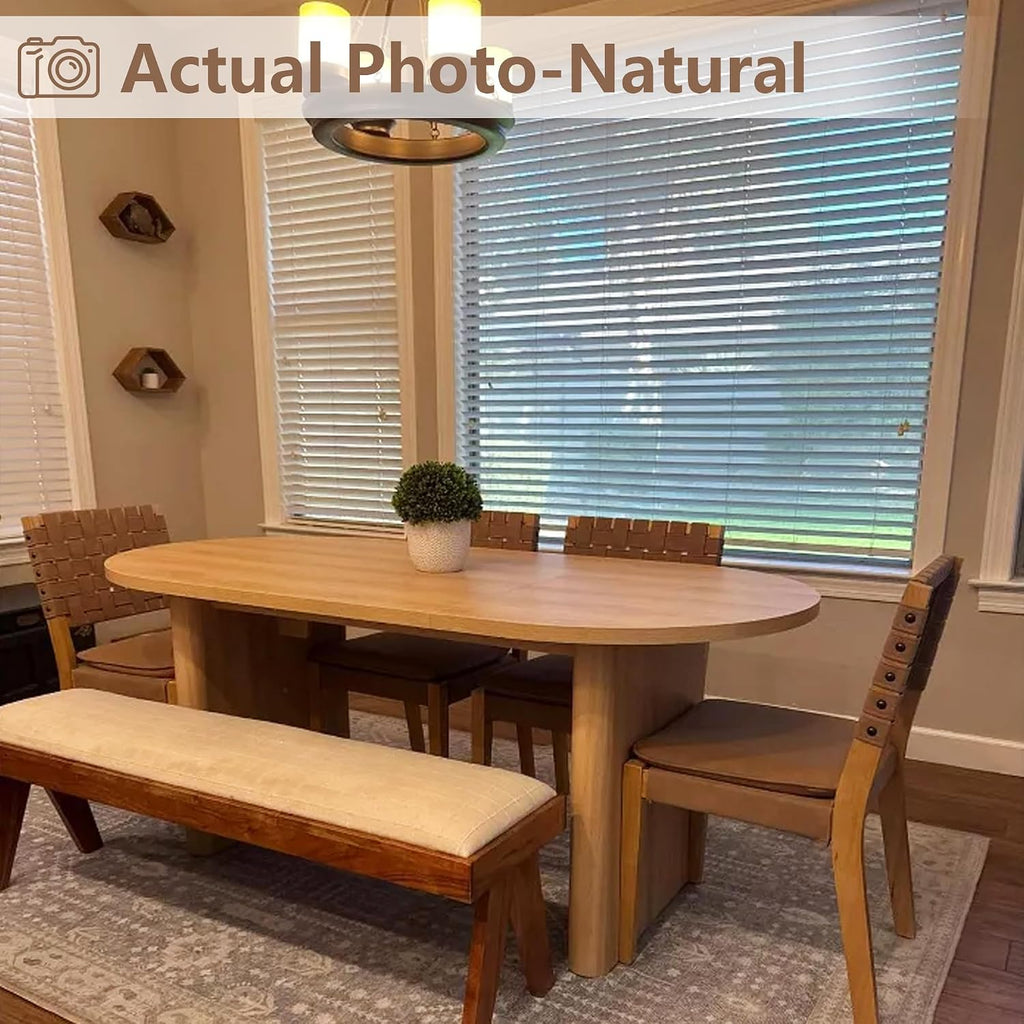 GarveeHome Oval Dining Table for 6-8 People, Long Large Kitchen Table with Thick Sturdy Wooden Base, Farmhouse Dining Room Table for for Kitchen, Living Room, Office (70.87' Long,Natural)