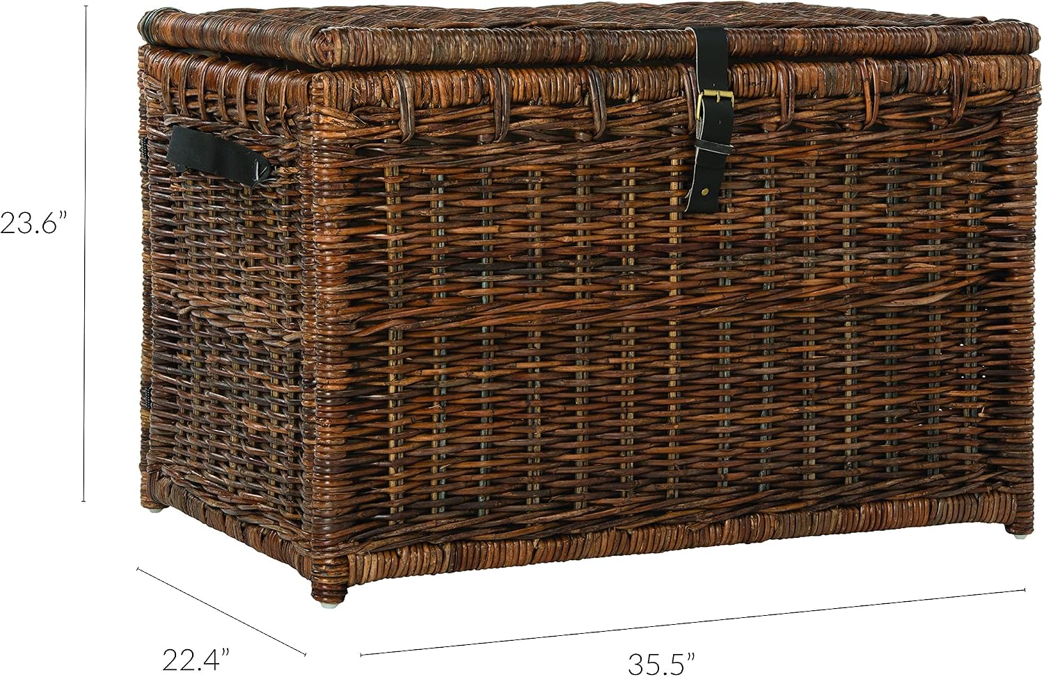 happimess HPM9004A Michael Wicker Storage Trunk Collapsible for flat storage, Rattan-Sarang Buaya, Coastal for Office, Dorm Room, Bedroom, Dining Room, 35', Brown