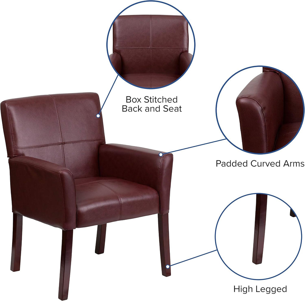 Flash Furniture Taylor Burgundy LeatherSoft Executive Side Reception Chair with Mahogany Legs