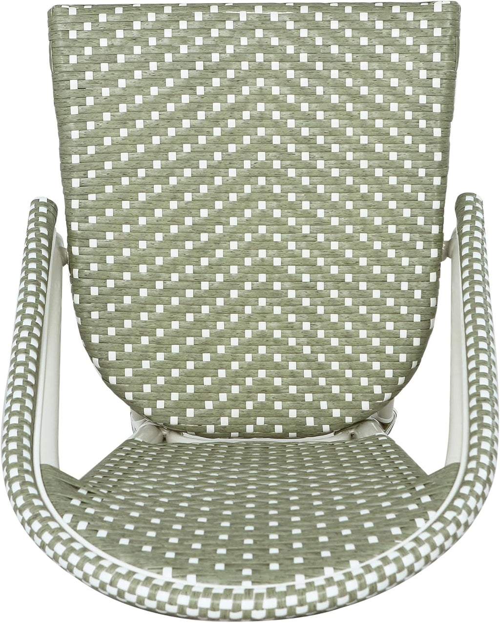 Christopher Knight Home Philomena Outdoor French Bistro Chairs Set of 2, Aluminum Patio Dining Chairs Set of 2, PE Rattan Patio Furniture Amrless Accent Chair for Garden/Backyard/Balcony, Green+White
