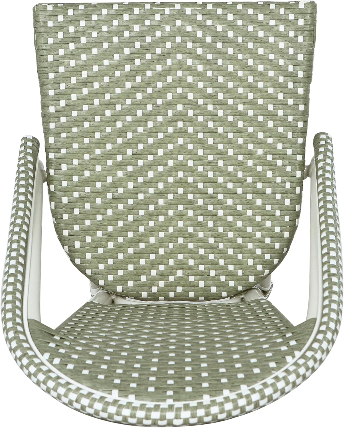 Christopher Knight Home Philomena Outdoor French Bistro Chairs Set of 2, Aluminum Patio Dining Chairs Set of 2, PE Rattan Patio Furniture Amrless Accent Chair for Garden/Backyard/Balcony, Green+White