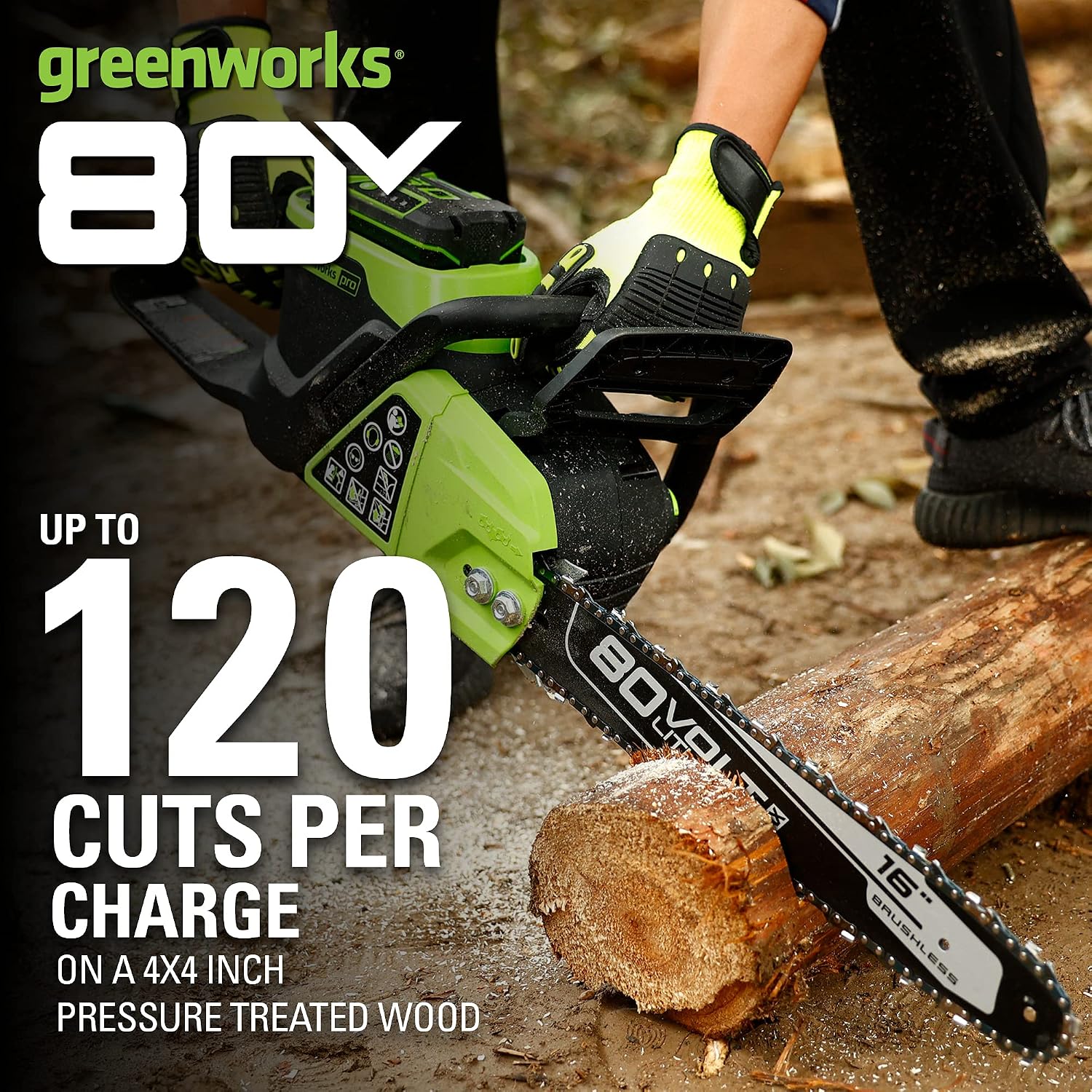 Greenworks 80V 16' Brushless Cordless Chainsaw (Great For Tree Felling, Limbing, Pruning, and Firewood / 75+ Compatible Tools), Tool Only