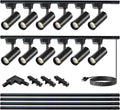 Ultra-Bright Black H Type Track Lighting Kit 6000K Cool White, 12 Heads 20W 2400lm with 13.1FT Track Rails, Dimmable Plug in LED Track Lights Modern Indoor Spotlight Fixture